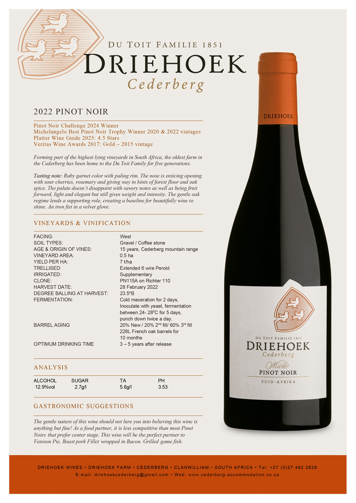 Pinot Noir Tasting notes